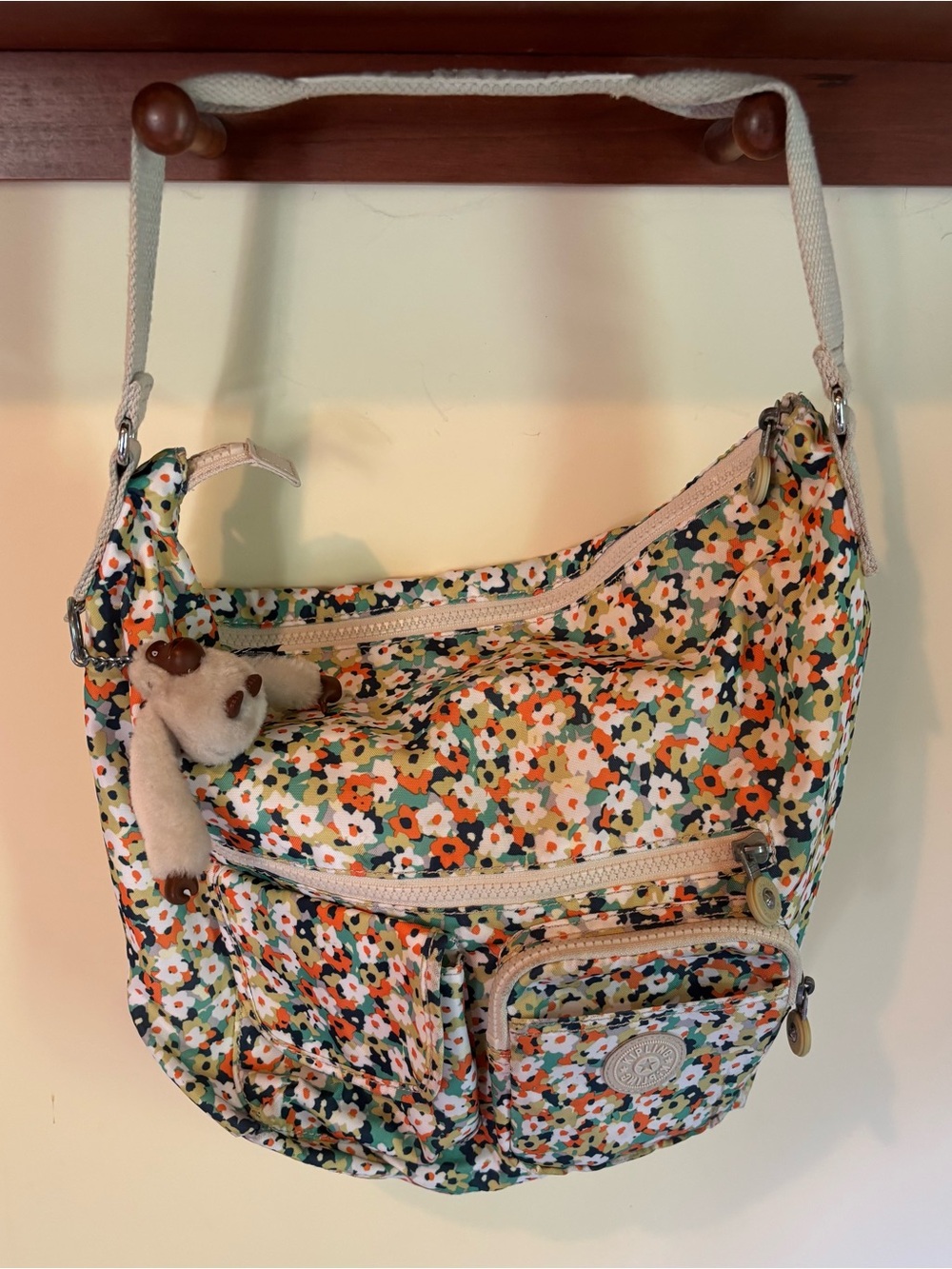 Kipling Archie Shoulder Bag *RARE* Print Meadow Flower *missing longer strap*